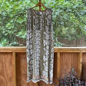 Faith Vintage Sage Green Embellished Boho Maxi Dress Size M